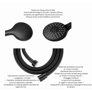 SC ECOMMERCE - Cabezal de Ducha de Mano de Acero Inoxidable, 7 Modos de Rociado, Diseño Minimalista, Uso en Baño, Fácil Instalación, Hecho en Italia - Product Image 4