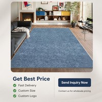 Tapis uni style artistique pour salon, chambre à coucher, chevet, bleu, en peluche, sans lavage, essuyable, facile d'entretien