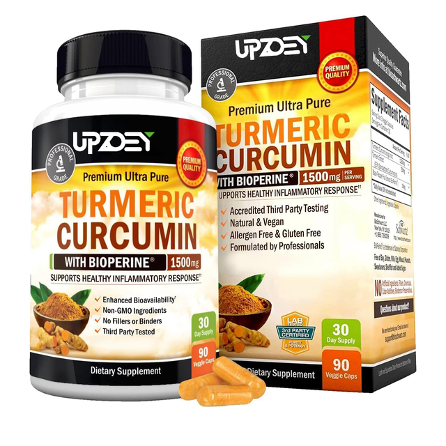 Turmeric Curcumin Capsules With Black Pepper for Enhance Absorption and Promote Health,Encourage Joint&Muscle Health for Adult