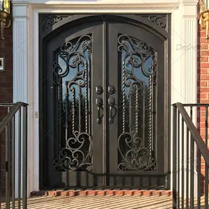 Pintu eksterior baru masuk utama besi tempa pintu keamanan ayunan mewah pintu Model 3D desain Manual tradisional