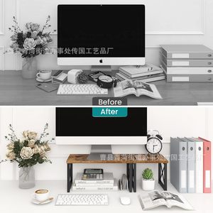 Organizador de Escritorio de Madera con Dos Niveles y Estructura de Hierro para Oficina, Apilable y Compacto - Product Image 4