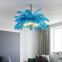 Lustre moderne en plumes d'autruche EOS, LED blanc chaud, structure en fer, décoration intérieure, luminaires suspendus pour salon et chambre, facile à installer
