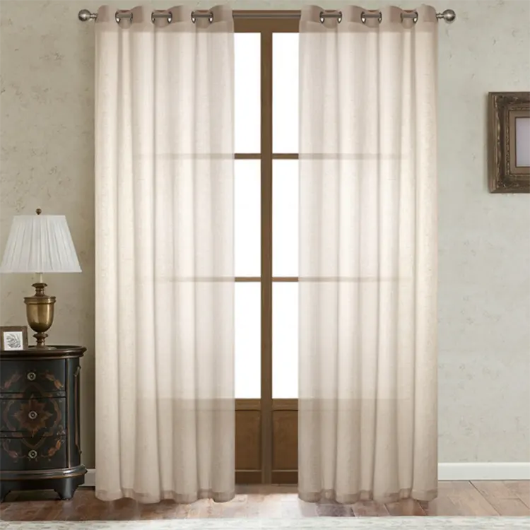 Natural Linen Curtains And Drapes for Windows 84 inch Long Rod Pocket