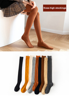 Couleur unie respirant genou haute élastique sport filles chaussettes femmes bas en vente