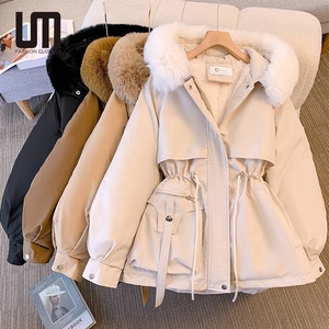 Productos en Tendencia Liu <span class=keywords><strong>Ming</strong></span> 2025 Nueva Moda para Mujer Chaquetas Parkas Acolchadas de Invierno con Cuello de Piel Abrigo Largo Holgado con Capucha y Forro Cálido - Product Image 1