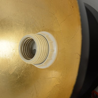 Plafonnier moderne noir mat avec feuille d'or appliquée à la main, lampe dôme industrielle pour chambre et couloir