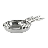 Nouvel ensemble de batterie de cuisine 3 couches en acier inoxydable antiadhésif pour usage domestique, comprenant un wok, une poêle et une marmite