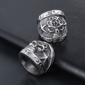 Zhanslangji's Wolf Warrior Chronicles Skull Rose Starfish <b>Titanium</b> Steel <b>Ring</b> Men's Fashion Jewelry SA799 - Product Image 4