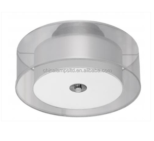 <b>Modern</b> White Linen <b>LED</b> Flush <b>Ceiling</b> <b>Lights</b> Round Interior <b>LED</b> De Techo Lamparas Surface Mounted on Metal Base for Hotel Decor - Product Image 1