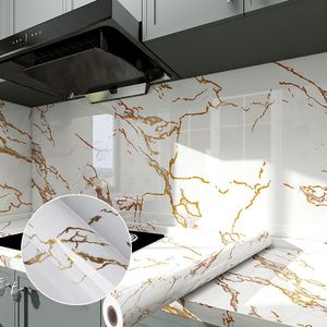 <span class=keywords><strong>Carta</strong></span> <span class=keywords><strong>da</strong></span> <span class=keywords><strong>Parati</strong></span> Adesiva Impermeabile in PVC <span class=keywords><strong>con</strong></span> Design Dorato Resistente al Calore, <span class=keywords><strong>Motivo</strong></span> Marmo e <span class=keywords><strong>Pietra</strong></span> per Cucina - Product Image 3