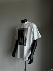 T-shirt da uomo nera girocollo in cotone organico traspirante, <span class=keywords><strong>stile</strong></span> casual streetwear, con stampa <span class=keywords><strong>testo</strong></span> e bandiera in rilievo - Product Image 6
