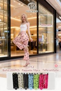 Pantaloni Harem da Donna J712 a Vita Alta in Maglia di Cotone e Spandex, Larghi, Lunghezza alla Caviglia, con Stampa a Lettere, Casual Estivi - Product Image 3
