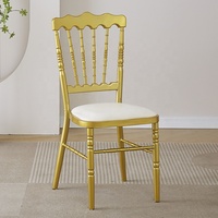 Chaise de banquet empilable royale en acrylique doré et aluminium, pour hôtel, mariage, vente en gros