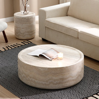HZX table basse contemporaine de luxe moderne en travertin et marbre d'apparence en pierre artificielle meubles de salon modernes villas