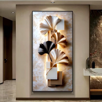 Art déco, éclairage LED, art mural, peinture en porcelaine cristalline, cadre en alliage d'aluminium, motif nature morte - Salon luxueux