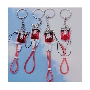 4 phong cách túi máu keychain sáng tạo mát mẻ A B O AB bệnh Plasma gói Mặt dây chuyền chất lỏng Keychain được thiết kế vui y tá Quà Tặng - Product Image 3