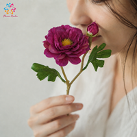 Fleur artificielle de zinnia de 29 cm, tige réaliste à 2 têtes pour la décoration florale de la maison et des mariages