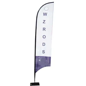 Weihai WZRODS Advertising Carbon Composite Blade Wind Banner 4in1 Beach Feather Drop Rectangle Flag Pole For Display Event