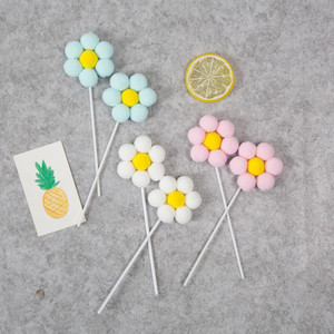 Cake Toppers Felt Ball Flowers Round Polyester Handmade Birthday Party Decorations - Product Image 2