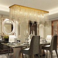 Nouveau post moderne salle à manger lustre rectangulaire cristal barre lumineuse lumière luxe salle à manger armoire à vin lumière