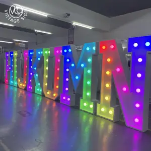 Bán buôn ánh sáng miễn phí đứng đám cưới 3D dấu hiệu Kim Loại Lớn thắp sáng marquee chữ với chất lượng cao