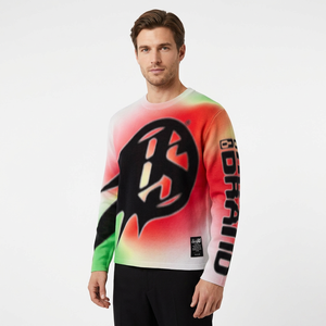 Regular Fit Short Sleeve T-Shirt Gradient Color Silk Screen Printed <b>Turtleneck</b> <b>Men's</b> Formal 100% Cotton Knitted - Product Image 6