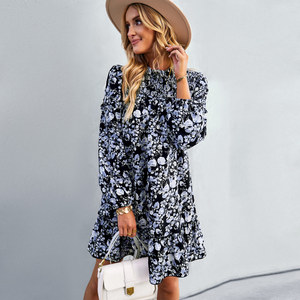 Abiti da Donna Autunno 2026, Moda Casual con <span class=keywords><strong>Maniche</strong></span> <span class=keywords><strong>Lunghe</strong></span> e Volant, <span class=keywords><strong>Vestiti</strong></span> <span class=keywords><strong>Corti</strong></span> Floreali - Product Image 2