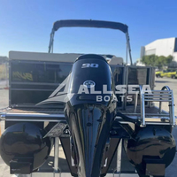 Allsea-Ponton de loisir en aluminium de 22 pieds, tritoon familial, bateau privé à rames avec moteur hors-bord à vendre