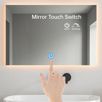 Miroir LED intelligent pour salle de bain, noir, TSP-001, 12V 1A 12W, monochrome, avec variateur tactile, capteur, interrupteur, driver LED intégré, inductif