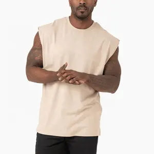 Camiseta sin mangas de gran tamaño para hombre, camisa de gimnasio de alta calidad, 100% algodón, corte de punto, venta al por mayor