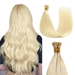 ISWEET I Tip Human Hair Extensions Double Drawn Beta Hair Micro Bead Real Indian Natural Curly Human Hair