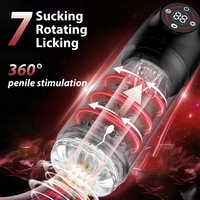 Vente en gros : Godet de poche 2-en-1 rotatif et à succion avec fonction de chauffage et de léchage de langue, Pompe à pénis, Godet de poche, Jouets sexuels SPA pour adultes pour homme