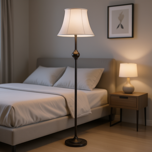Lámpara de Pie LED Moderna con Bombilla, Luz Blanca Cálida Suave, Iluminación para Dormitorio, Base de Metal, Pantalla Estilo Empire, Tamaño Grande - Product Image 2