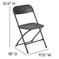 Grande chaise pliante noire en plastique de fête commerciale de location extérieure de jardin à des prix abordables en gros pour les événements