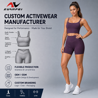 Ensemble de yoga personnalisé avec logo, dos torsadé, pour femme, avec short cycliste taille haute à double sangle et dos en V, contrôle du ventre, pour l'entraînement, OEM ODM, prune