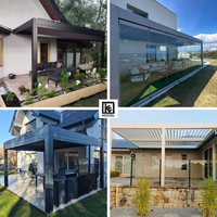 Pergola extérieure en aluminium, auvent rétractable imperméable, toit à lames orientables électriques avec télécommande, triple garantie, gazebo