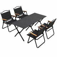 Ensemble de table de camping pliable en aluminium, portable, pour pique-nique, barbecue, extérieur, compact, avec 4 chaises