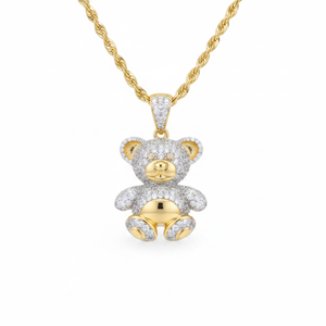 Colgante de Plata de Ley con Moissanita, Estilo Hip Hop, Chapado en Oro Amarillo, Diseño de Osito de Peluche, Joyería Fina Personalizada para Aniversario - Product Image 2