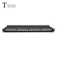 Panel Patch Jaringan TOM-P-21 Blank 19in 1U UTP dengan Back Bar Unshielded RJ45 24-Port Hitam untuk Bersertifikasi