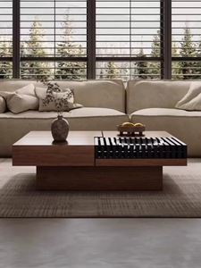 Mesa de Centro Moderna de Lujo 2025, Cuadrada, de Madera Sólida, Estilo Italiano, para Sala de Estar - Product Image 4