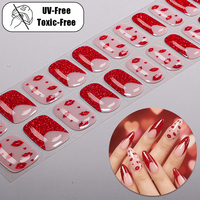 Fabricant sur mesure de vernis à ongles en gel, bandes d'ongles, autocollants pour ongles avec design pailleté pour la Saint-Valentin, sans UV, sans BSA, enveloppes d'ongles en gel