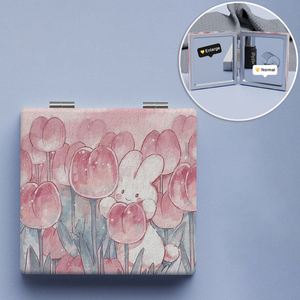 Miroir de maquillage Tulip style Ins, double face, HD, pour détails du visage, portable, pliable, petit miroir à main, outils de maquillage pour filles - Product Image 3