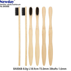 Sikat Gigi Bambu Ramah Lingkungan Bentuk Labu dengan Gagang Pipih, Bulu Sikat Hitam Meruncing, Diinfus Arang, Ramah Lingkungan - Product Image 2