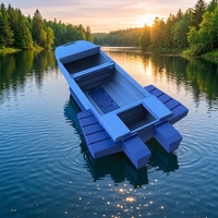 Bateau pliable modulaire en LDPE léger, transportable sur le toit de la voiture, épaissi et renforcé, écologique et recyclable, grand espace de rangement pour équipement de pêche