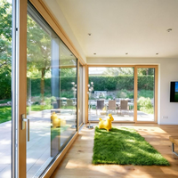 Porte coulissante en aluminium à rupture de pont thermique avec grand vitrage, serrure intelligente, isolation Low-E, résistante aux ouragans, pour villa et jardin extérieur