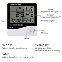 Thermomètre hygromètre numérique électronique LCD, station météo intérieure et extérieure, horloge HTC-1 HTC-2