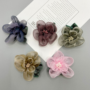 Organza Handmade Flower Hair <b>Clips</b> <b>Wedding</b> Accessories Camellia Pattern Multi Color For Hair <b>Shoes</b> Bags Clothing - Product Image 3