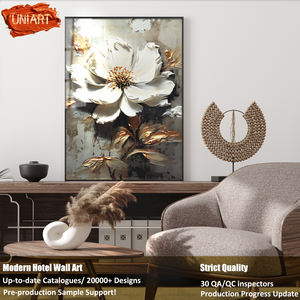 UNIART Peinture à l'Huile Florale Originale au Couteau, Tableaux Blancs sur Toile, Art Mural, Images Décoratives pour la Maison, Art sur Porcelaine - Product Image 2