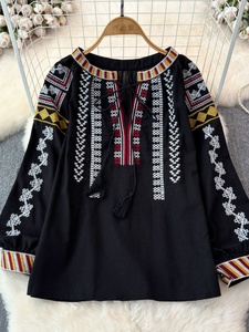 Primavera e autunno stile etnico retrò a maniche lunghe girocollo ampio Pullover ricamato maglia Casual da <span class=keywords><strong>donna</strong></span> - Product Image 3