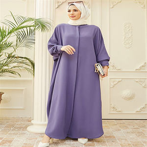 Color sólido de lujo musulmán 2023 Venta caliente ropa moda moderna mangas murciélago largo Sudeste asiático comercio bata Abaya - Product Image 5